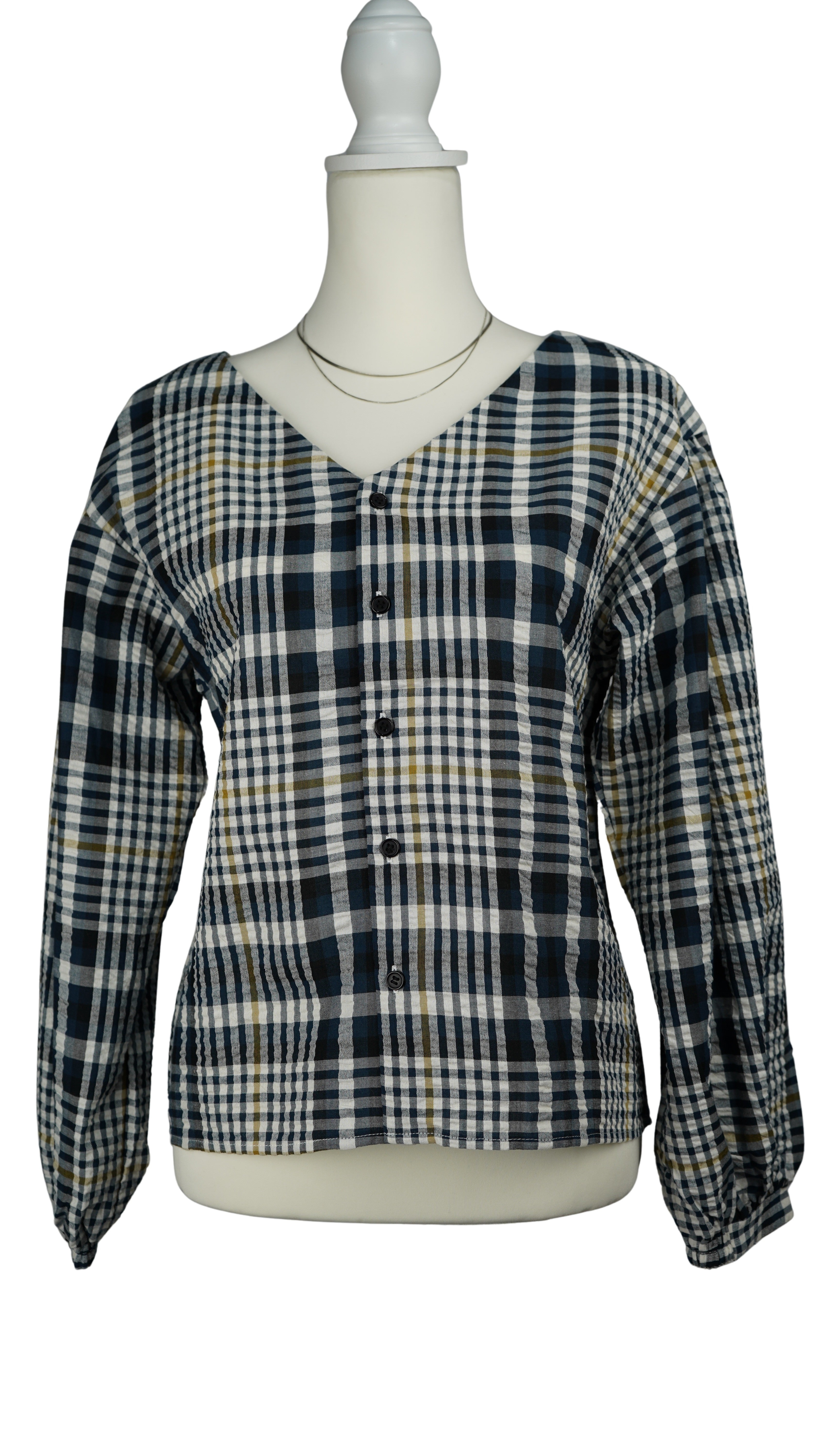 CHECK PUFF SLEEVE BLOUSE【離島配送不可】