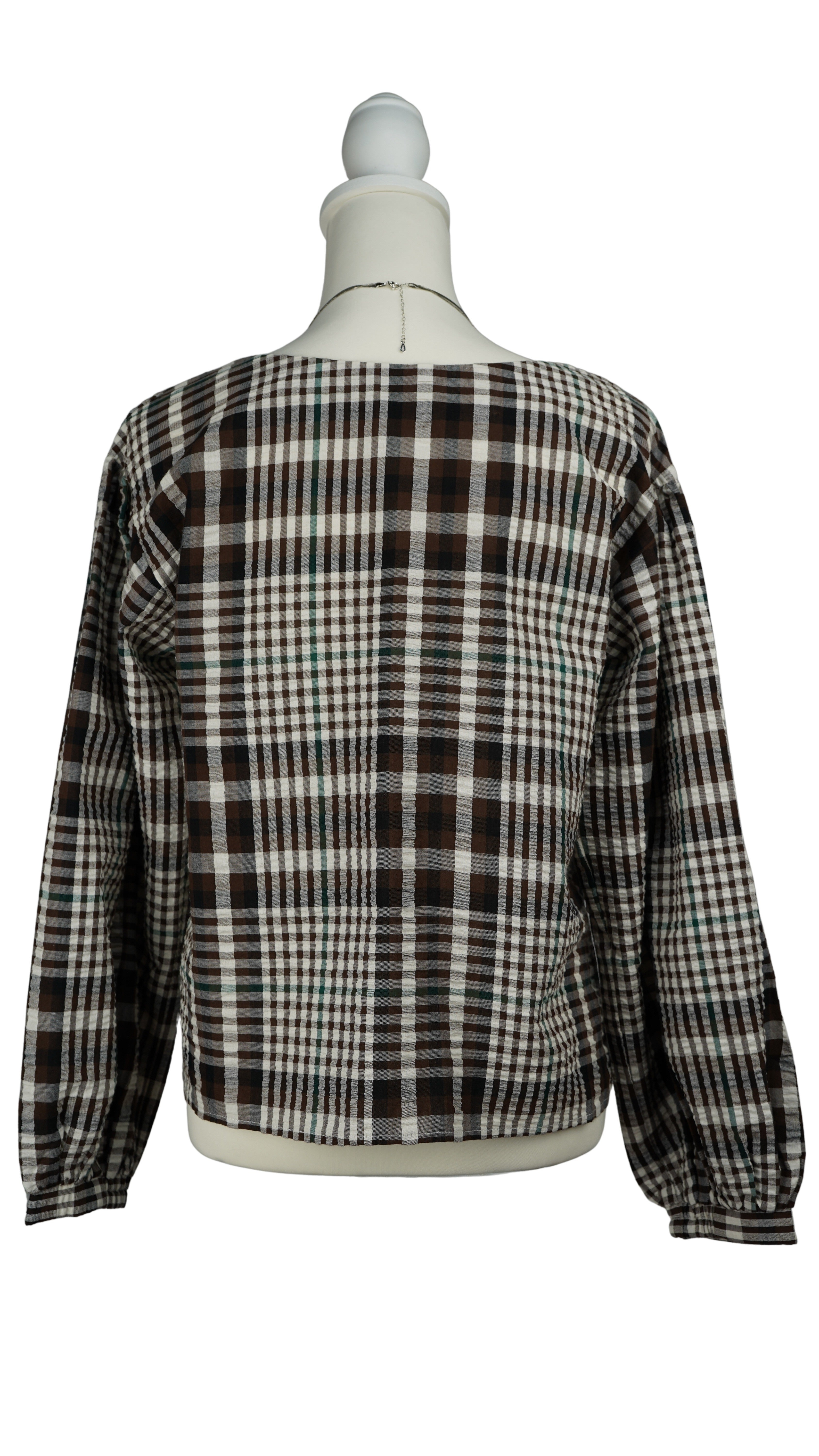 CHECK PUFF SLEEVE BLOUSE【離島配送不可】