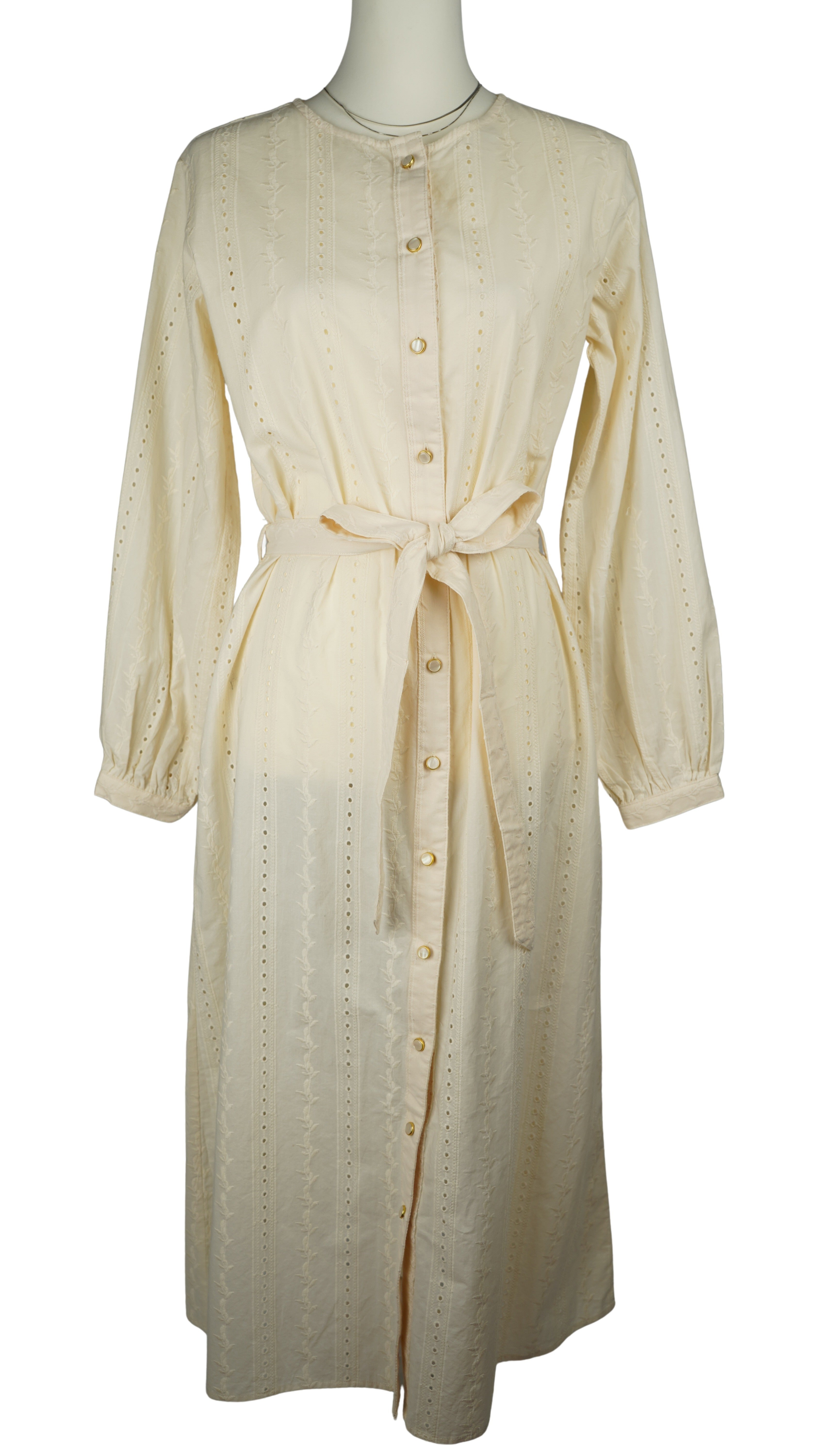 EYELET NOCOLLAR LONG SHIRT【離島配送不可】