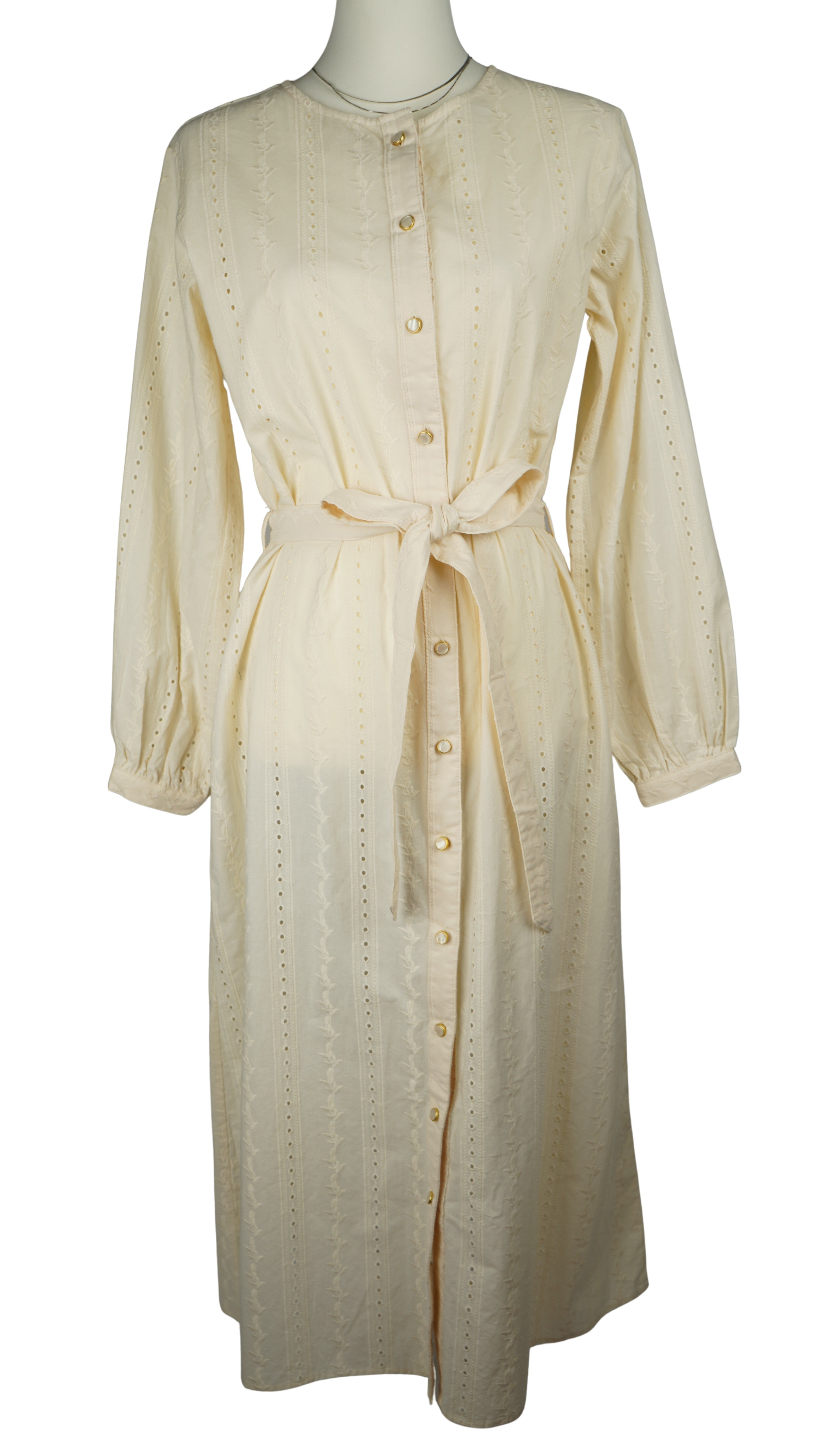 EYELET NOCOLLAR LONG SHIRT【離島配送不可】