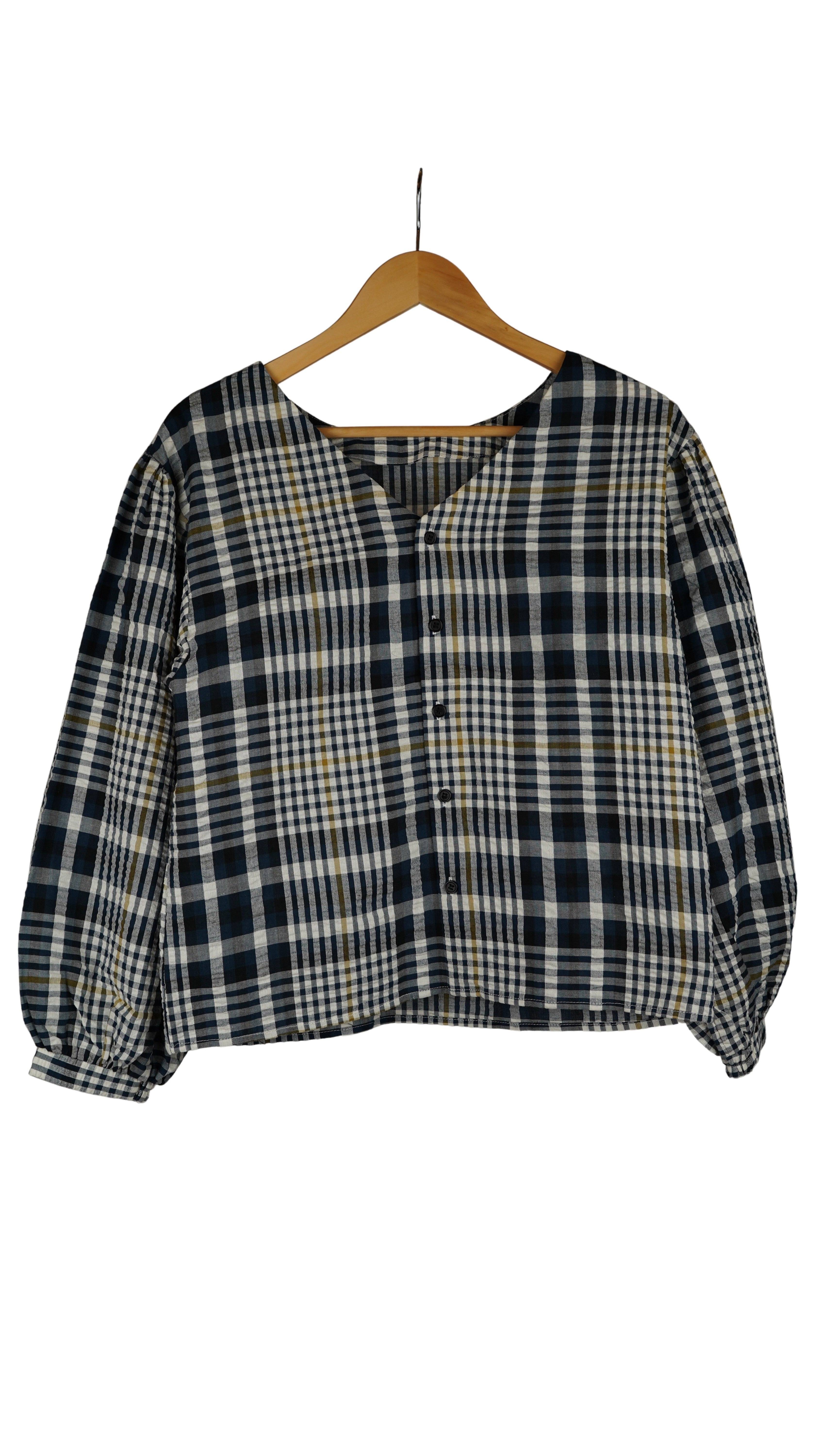CHECK PUFF SLEEVE BLOUSE【離島配送不可】