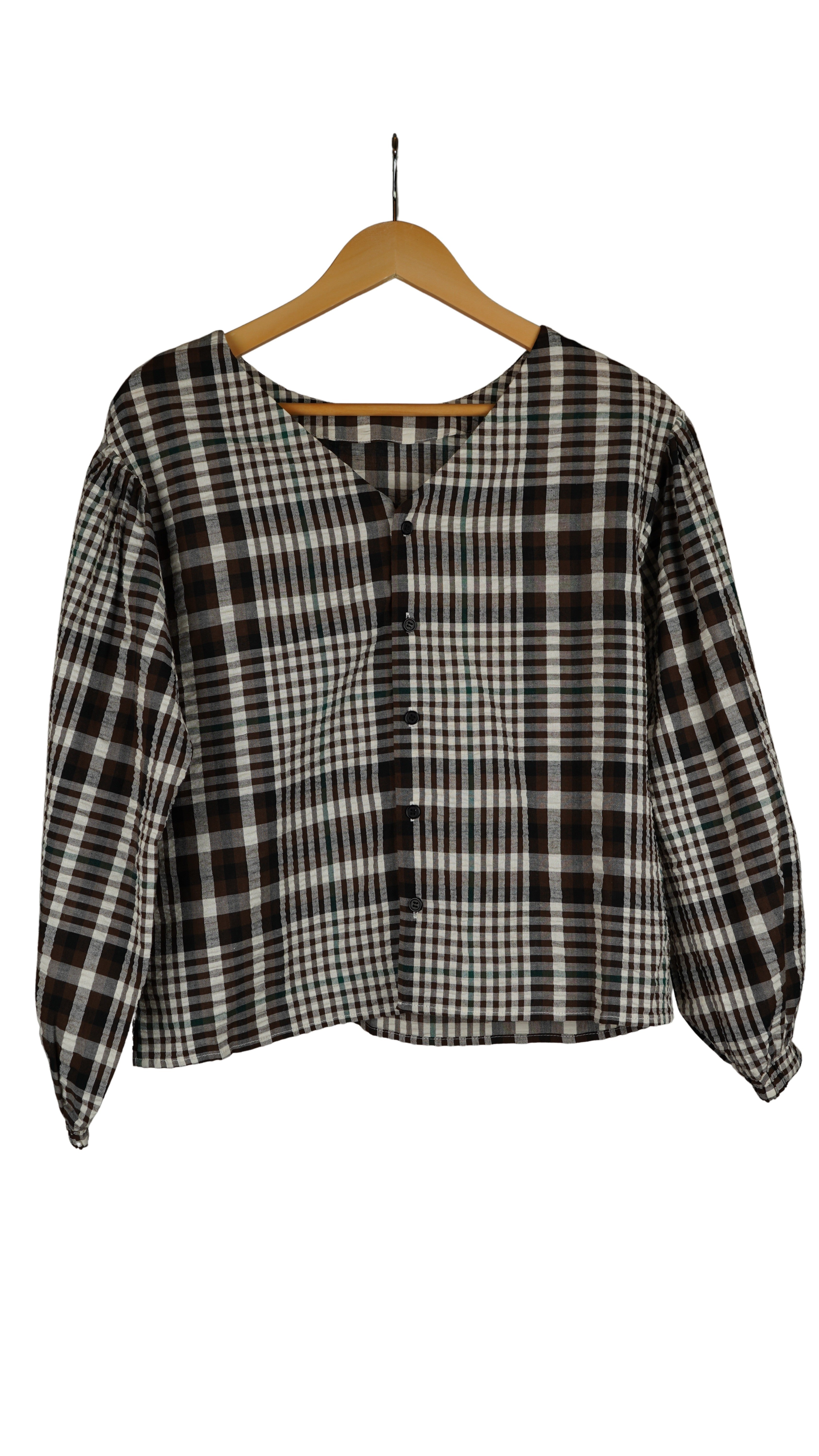 CHECK PUFF SLEEVE BLOUSE【離島配送不可】