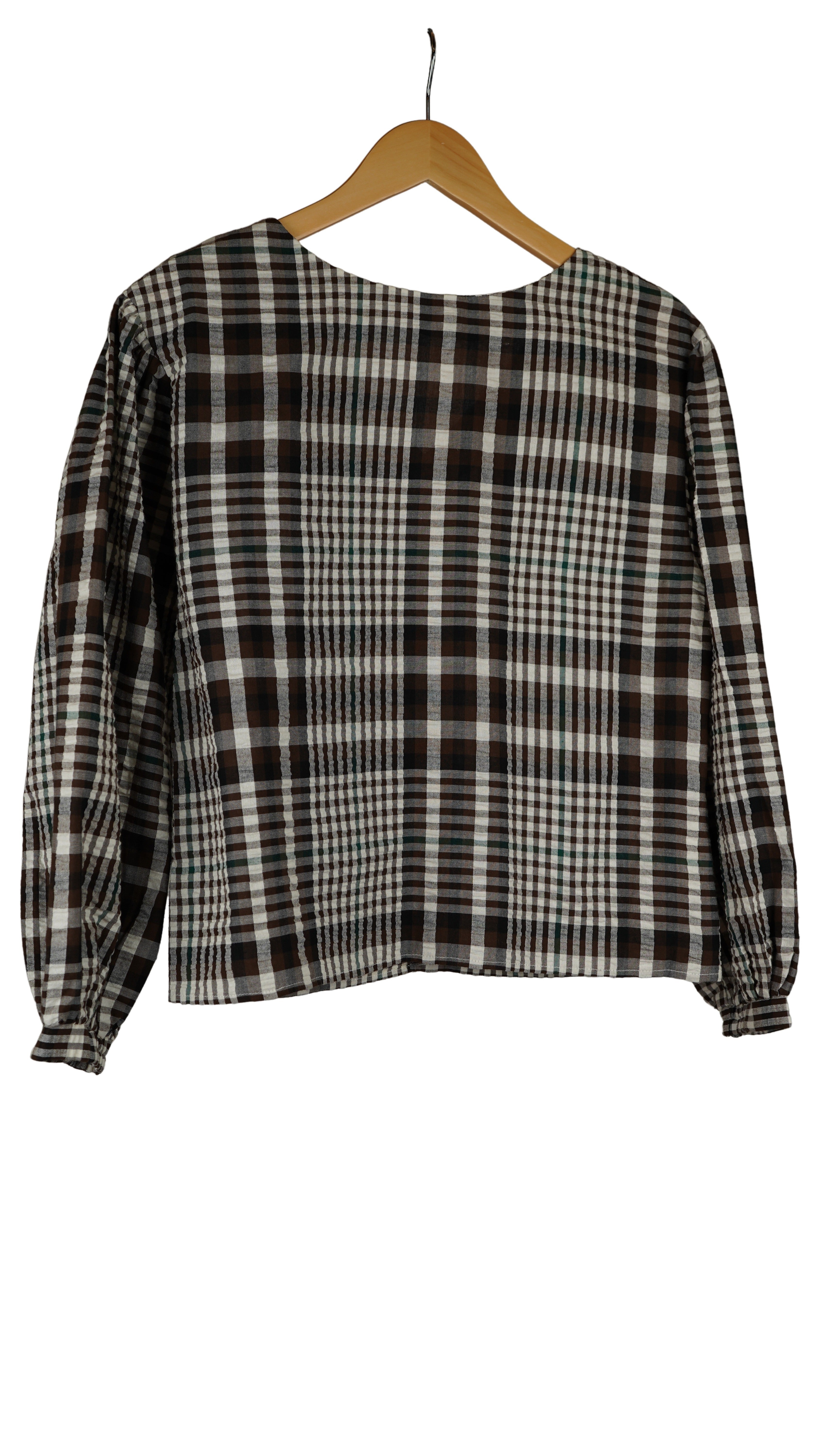 CHECK PUFF SLEEVE BLOUSE【離島配送不可】