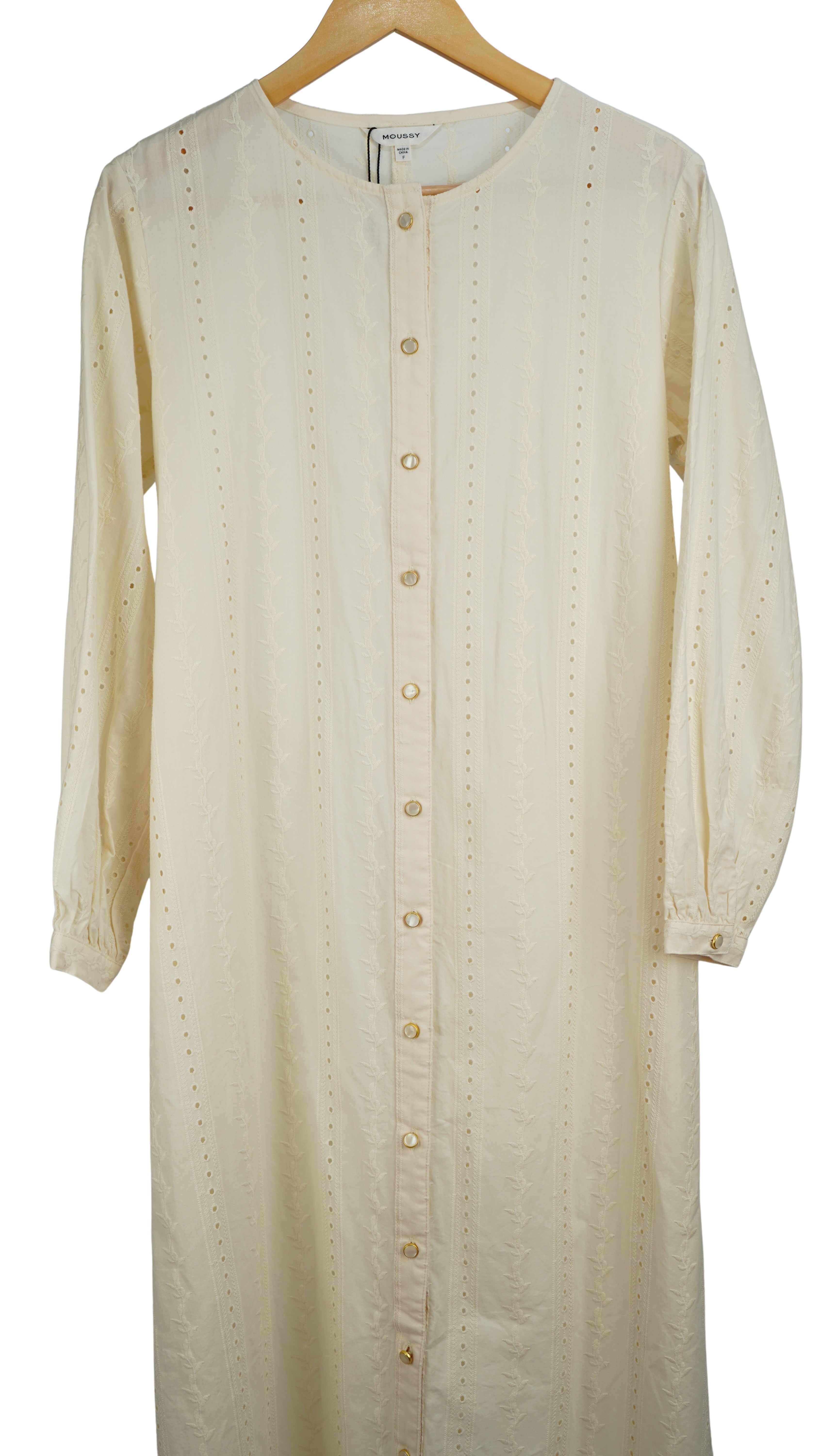 EYELET NOCOLLAR LONG SHIRT【離島配送不可】