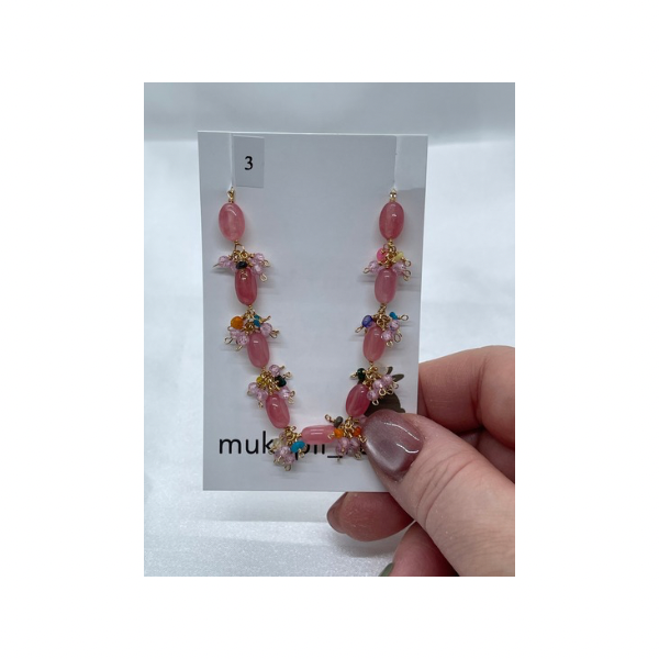 ピンクジェイド × ジルコン × カラーオパール ブレスレット