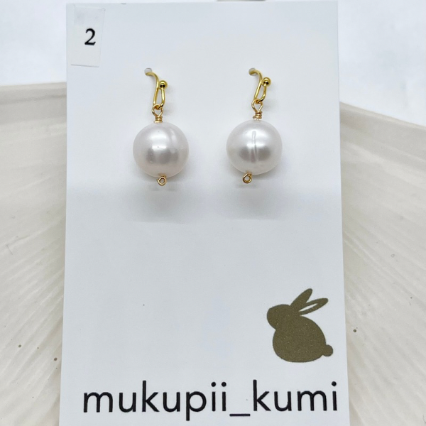 大粒 淡水パールのピアス(イヤリング可能)