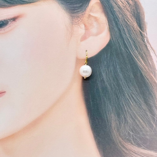 大粒 淡水パールのピアス(イヤリング可能)